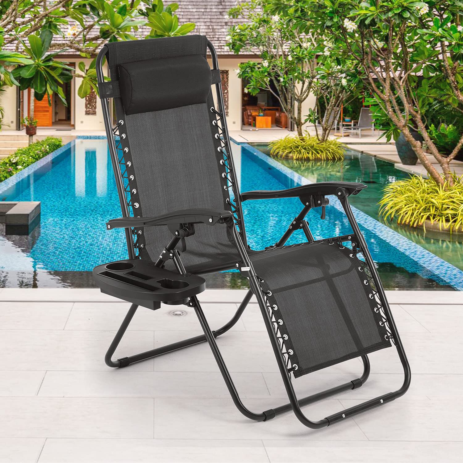 FDW zero gravity chair footrest with non-slip caps protecting floor and reducing noise