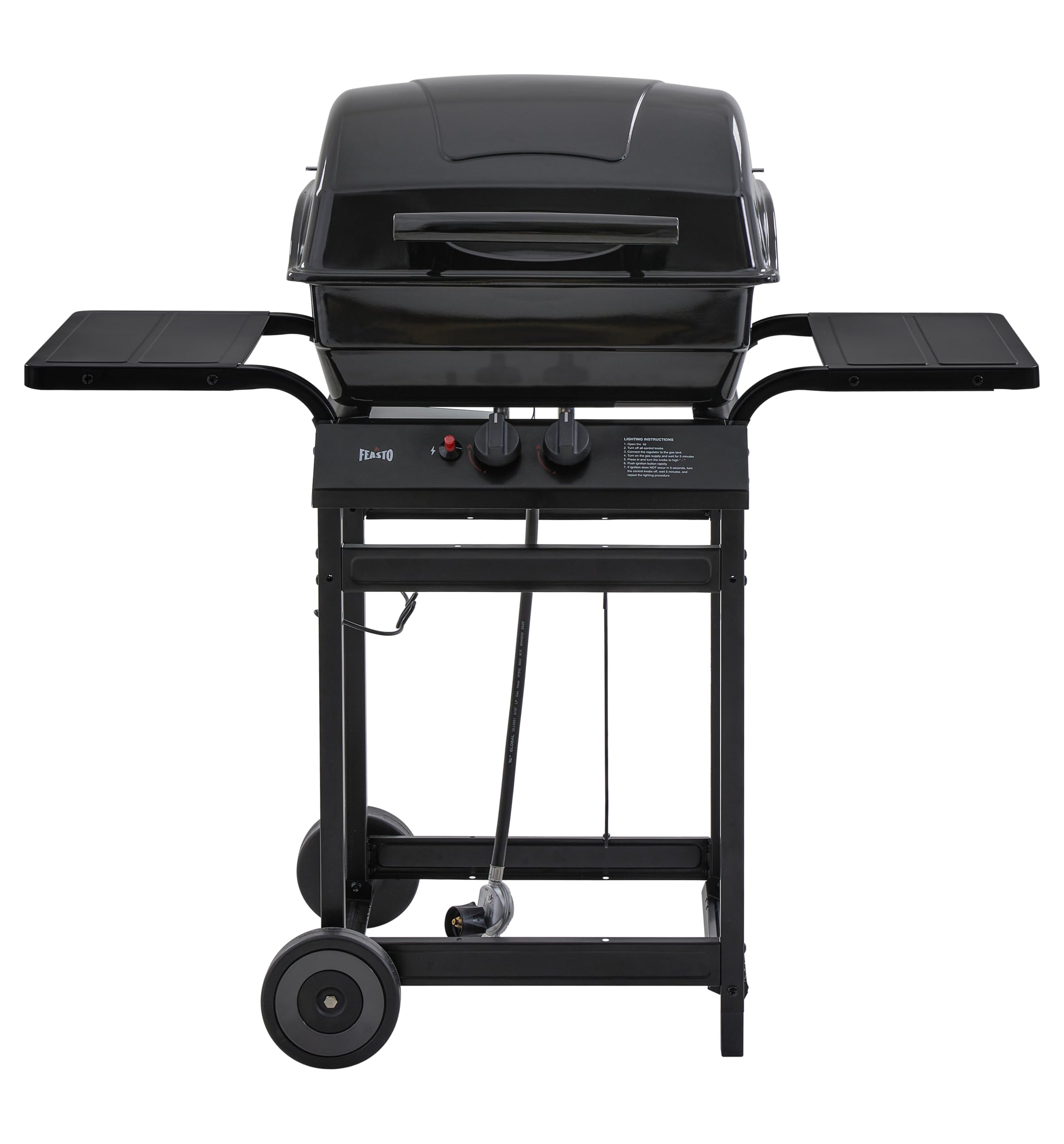 Feasto front view showing compact design and sturdy ventilation, ideal for small patios