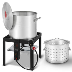Feasto 60QT pot front view showing large capacity and durable finish