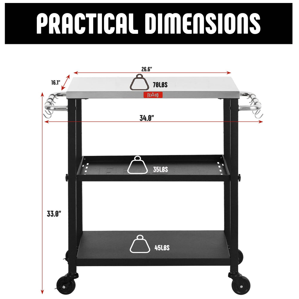 Feasto adjustable middle shelf detail showing two height positions for versatility