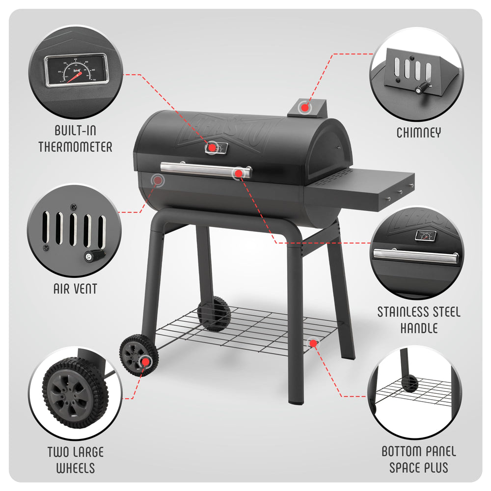 Feasto built-in lid thermometer and vents for precise temperature and airflow control