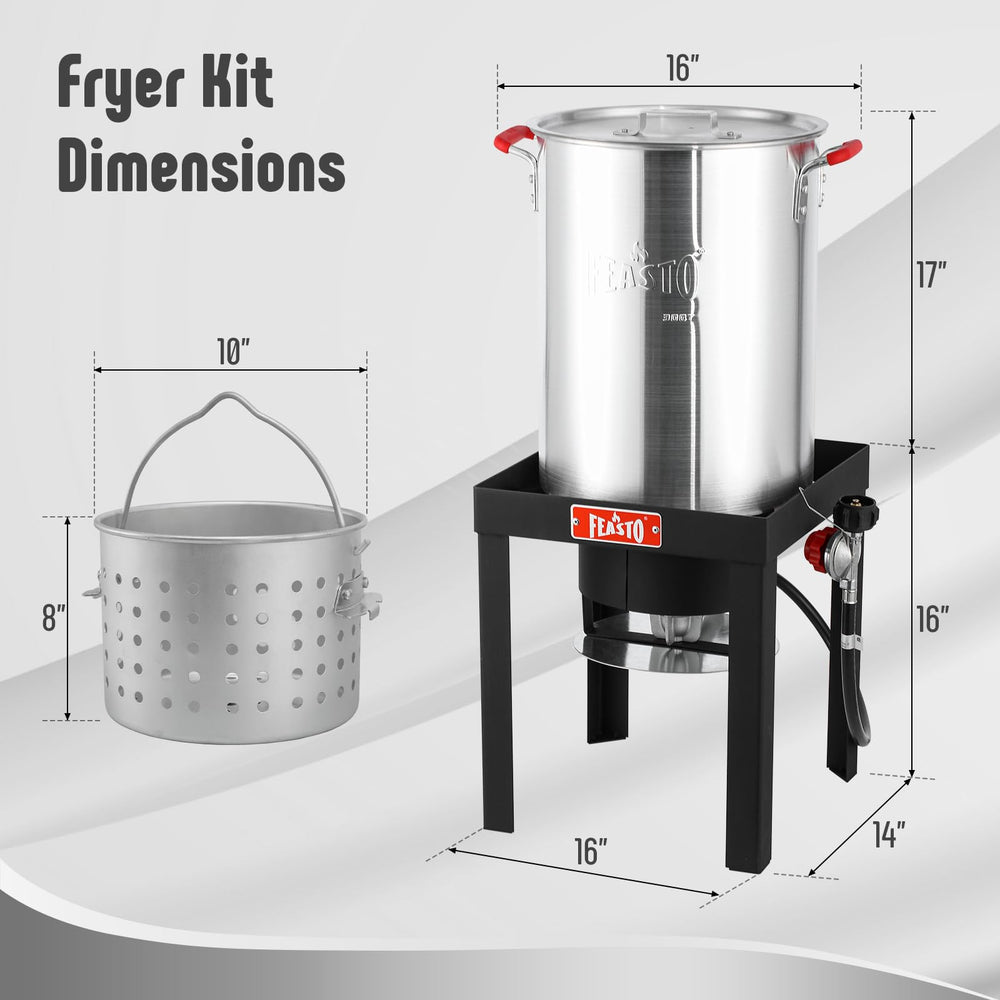 Feasto burner stand and regulator showing steady high-BTU heat delivery