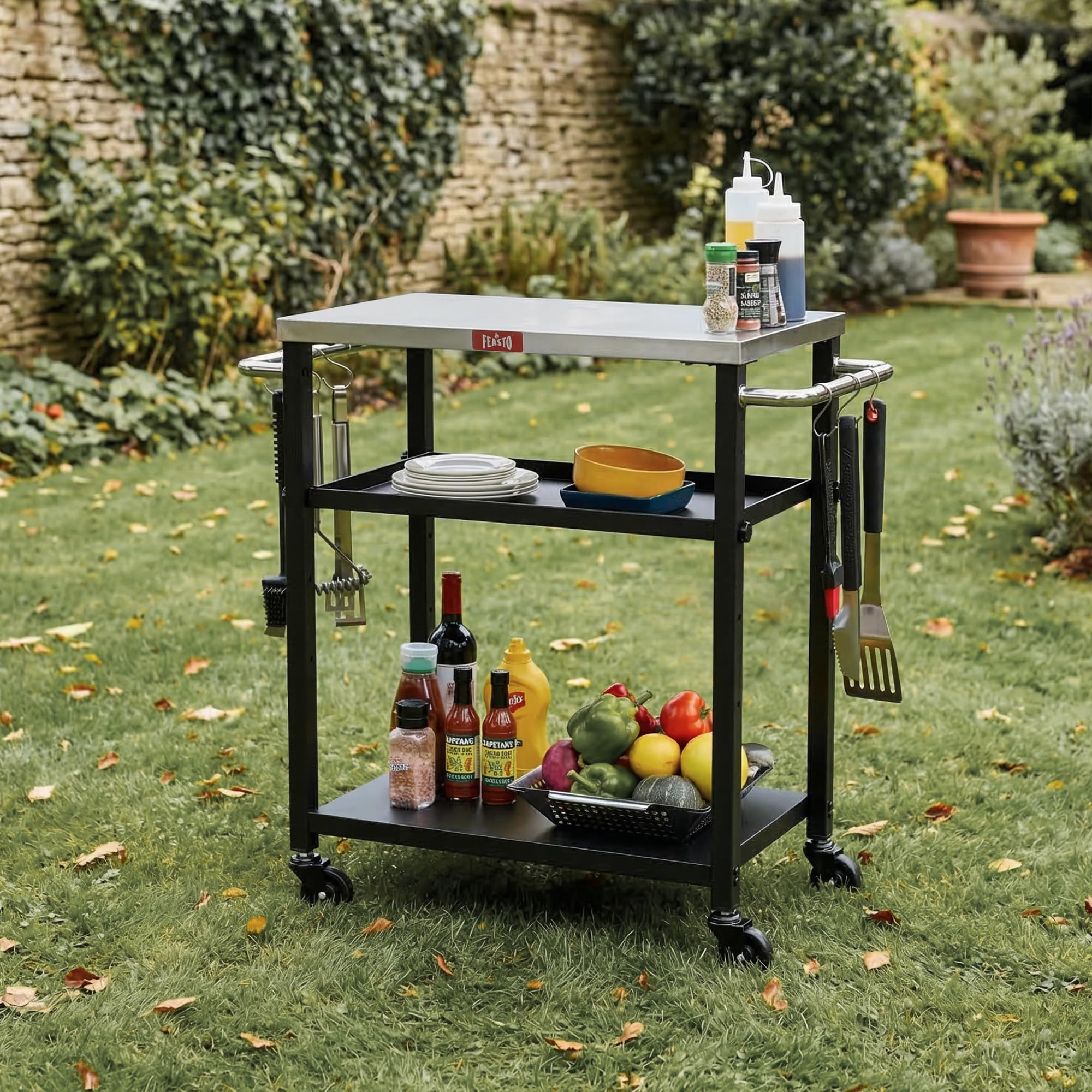 Feasto stainless top close-up highlighting heat-resistant, easy-clean surface