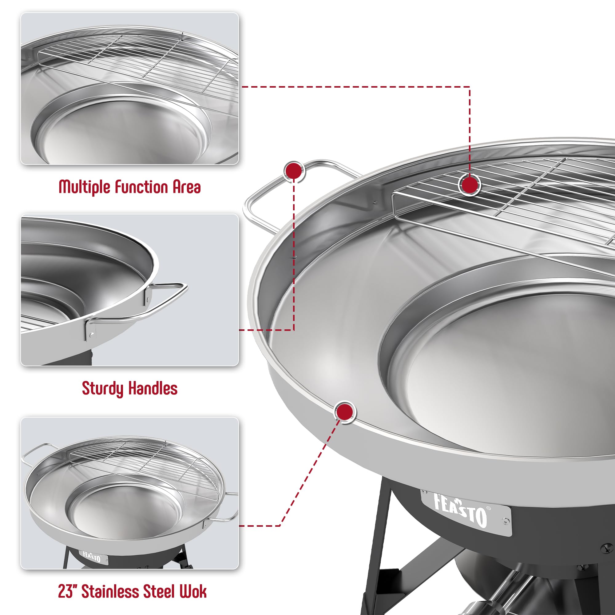 Feasto detachable stand setup demonstrating portability and stable outdoor use