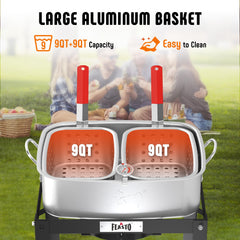 Feasto dual baskets hanging to drain for less oil mess