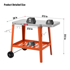 Feasto foldable side table extended showing extra prep space benefit increased serving area