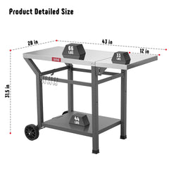Feasto folding side table extended offering extra work area for comfortable food prep