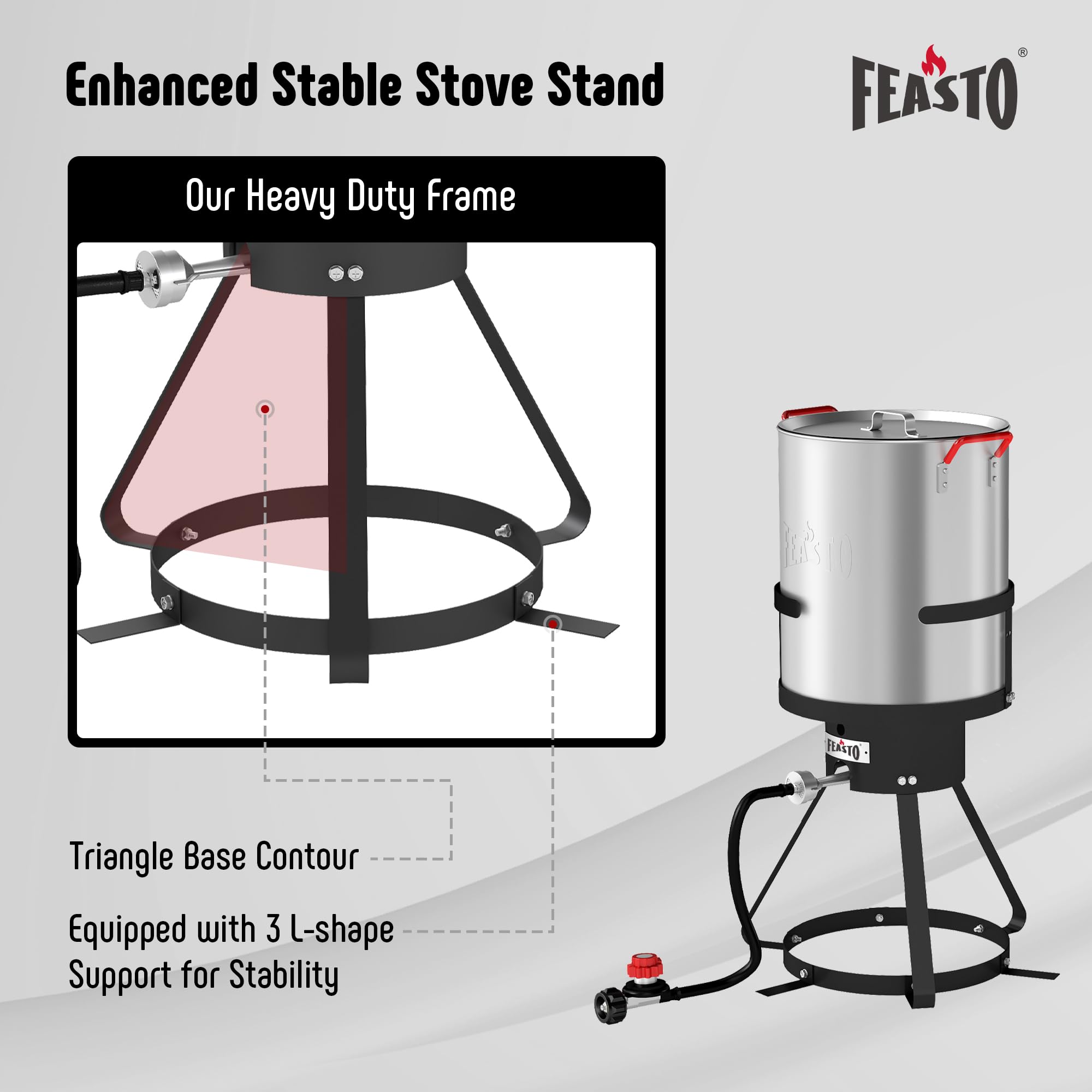 Feasto perforated basket lifting fried food, demonstrating safe and efficient cooking