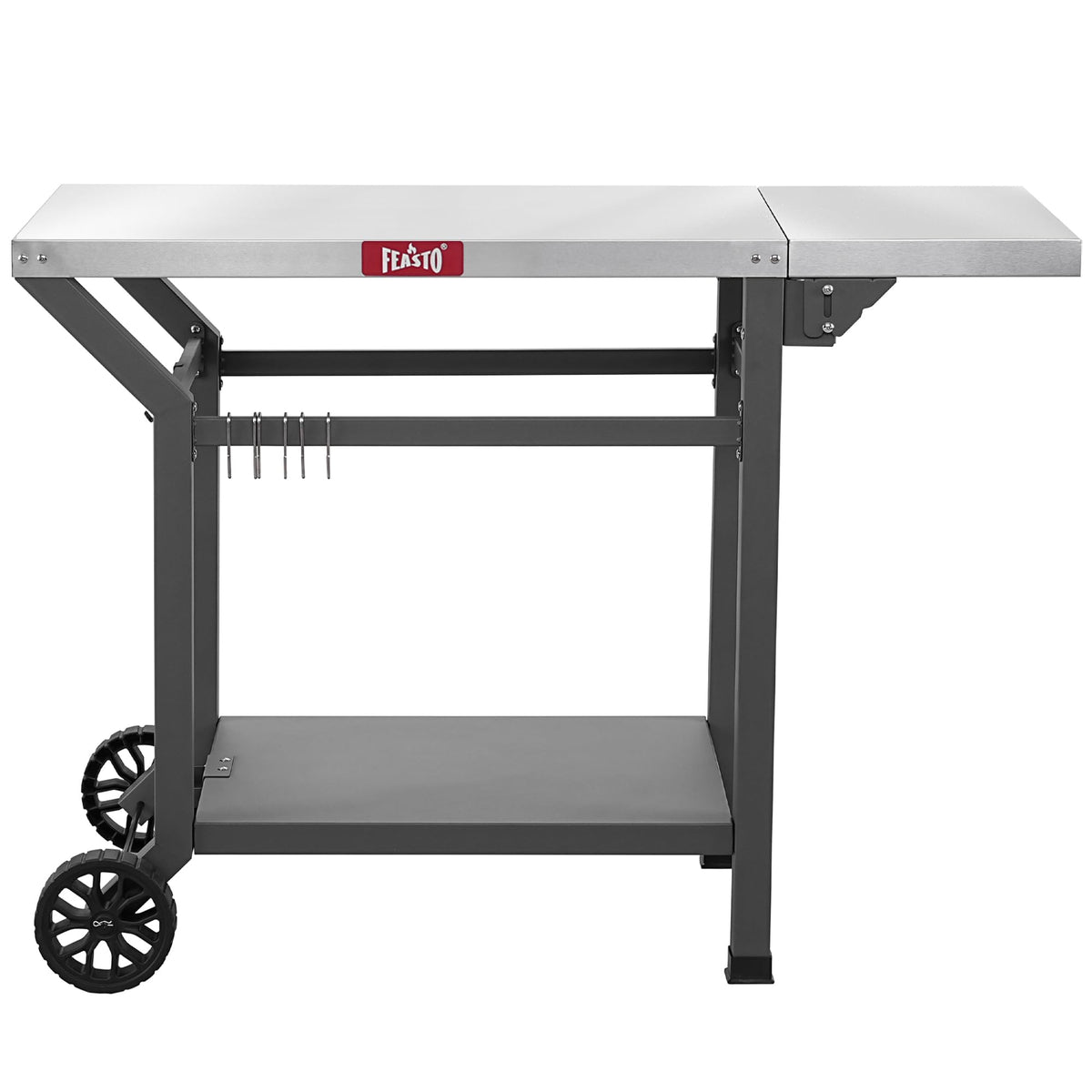 Feasto front view of grill table showing full workspace and organized layout, boosts prep efficiency