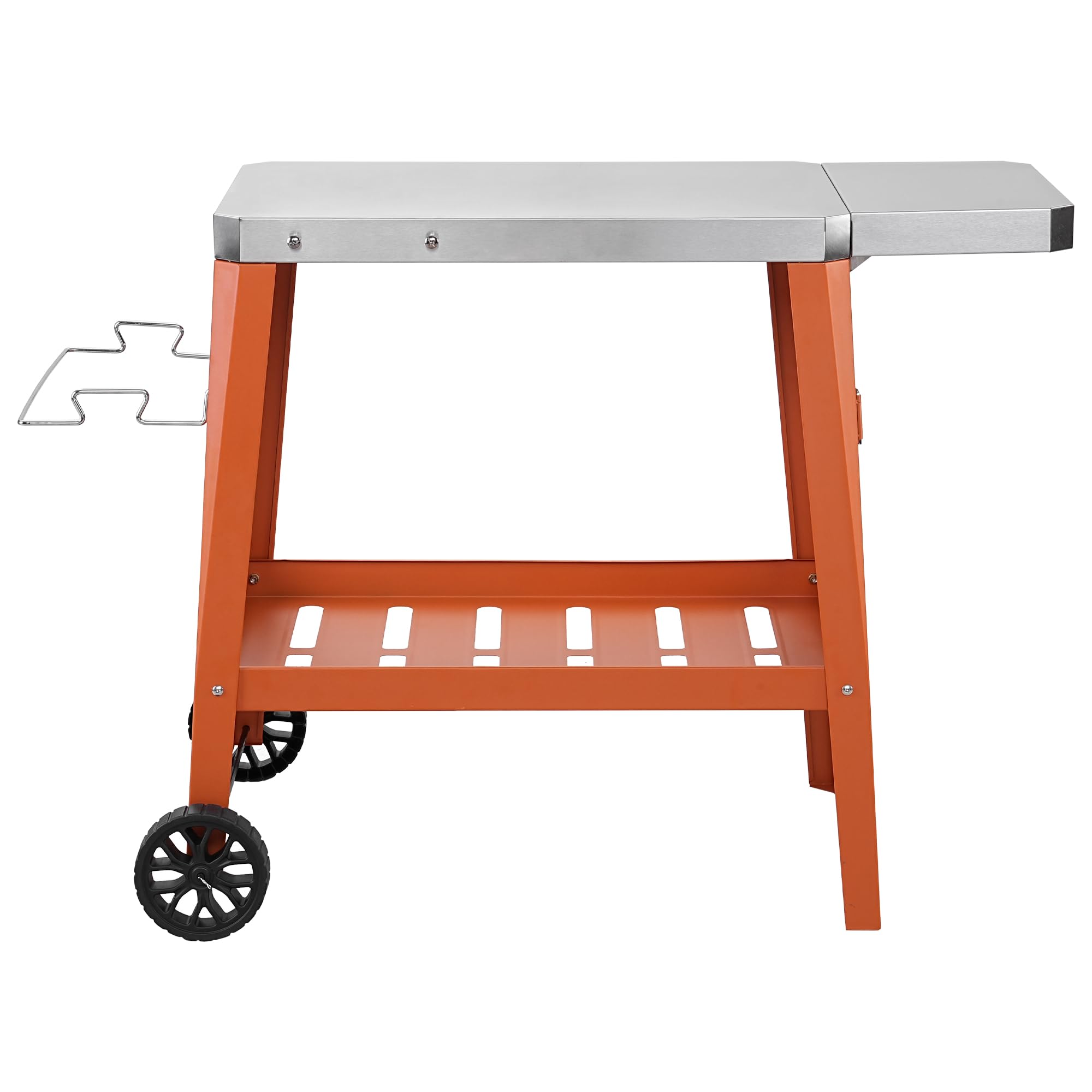 Feasto front view orange grill table showing sturdy frame and countertop benefit durable workspace