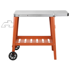 Feasto front view orange grill table showing sturdy frame and countertop benefit durable workspace