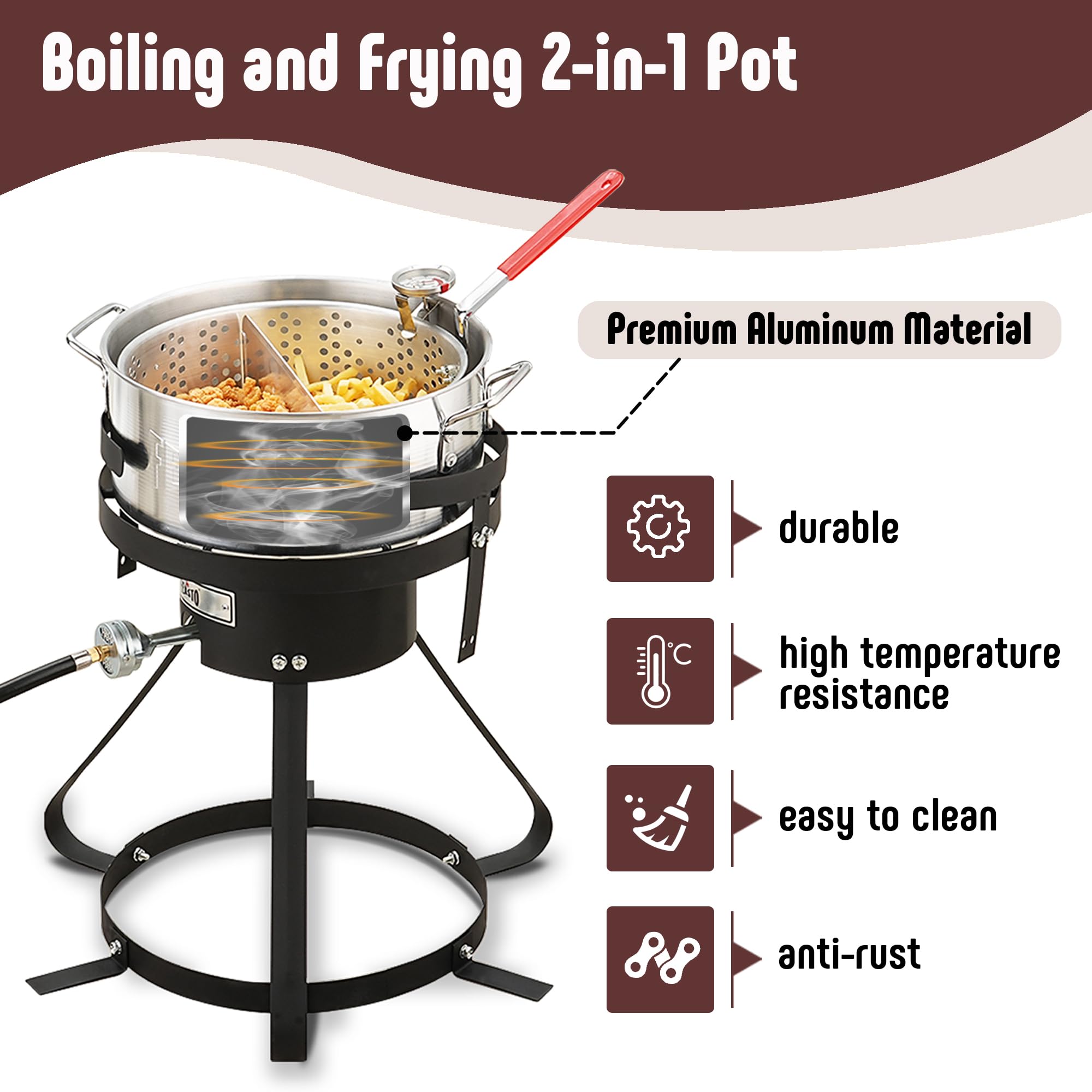 Feasto outdoor frying in use demonstrating quick setup benefit