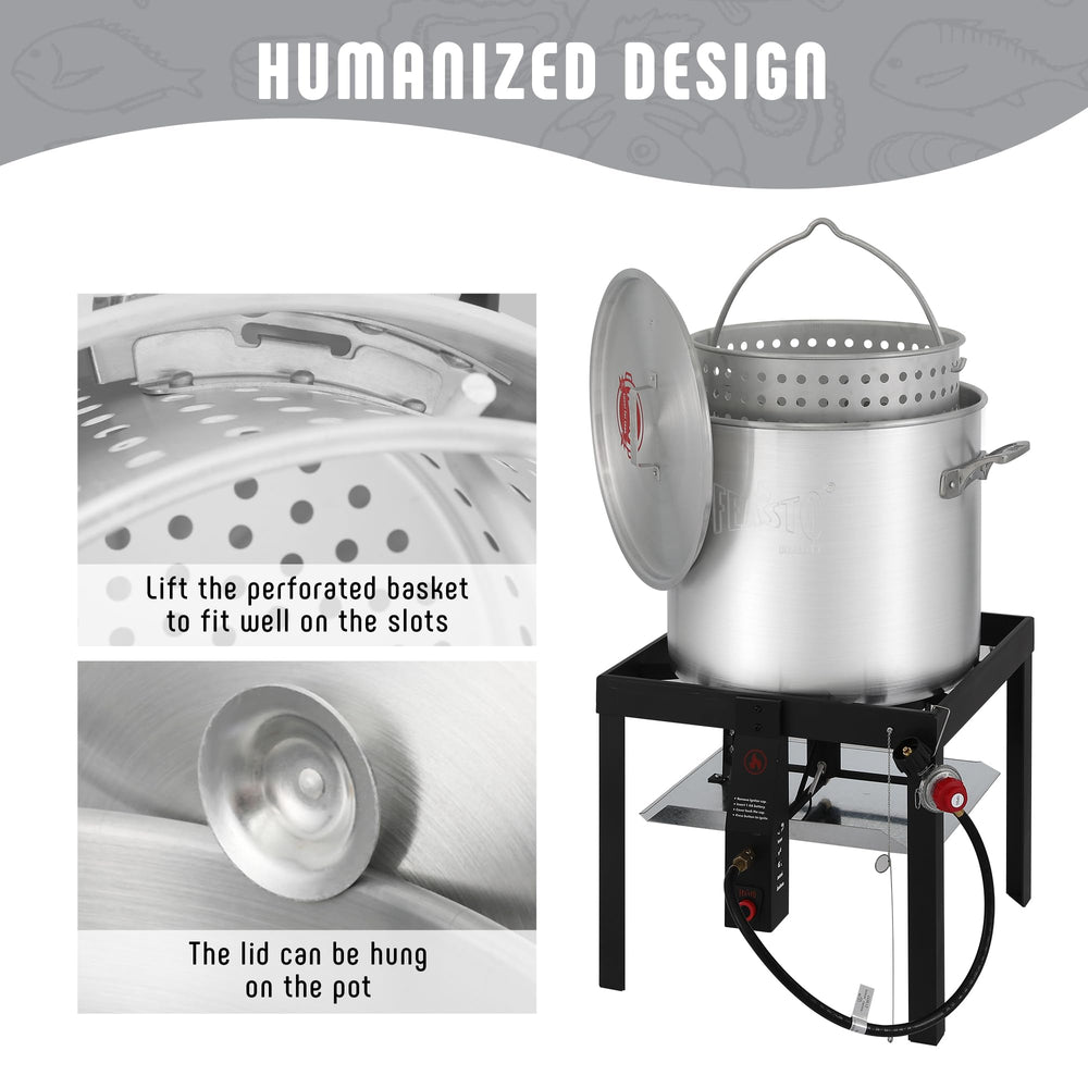Feasto lid hook feature hanging lid for tidy handling and convenience