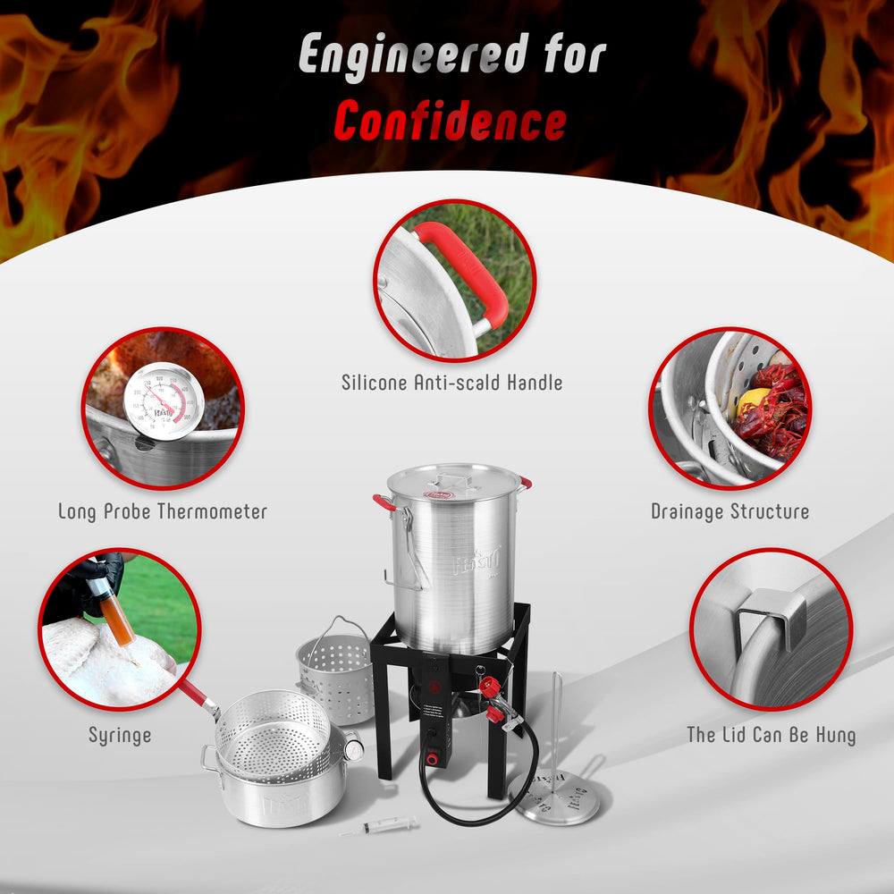 Feasto backyard cooking scene with kit in use for social outdoor meals