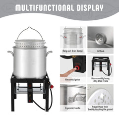 Feasto pot seated on welded steel stand offering stable support