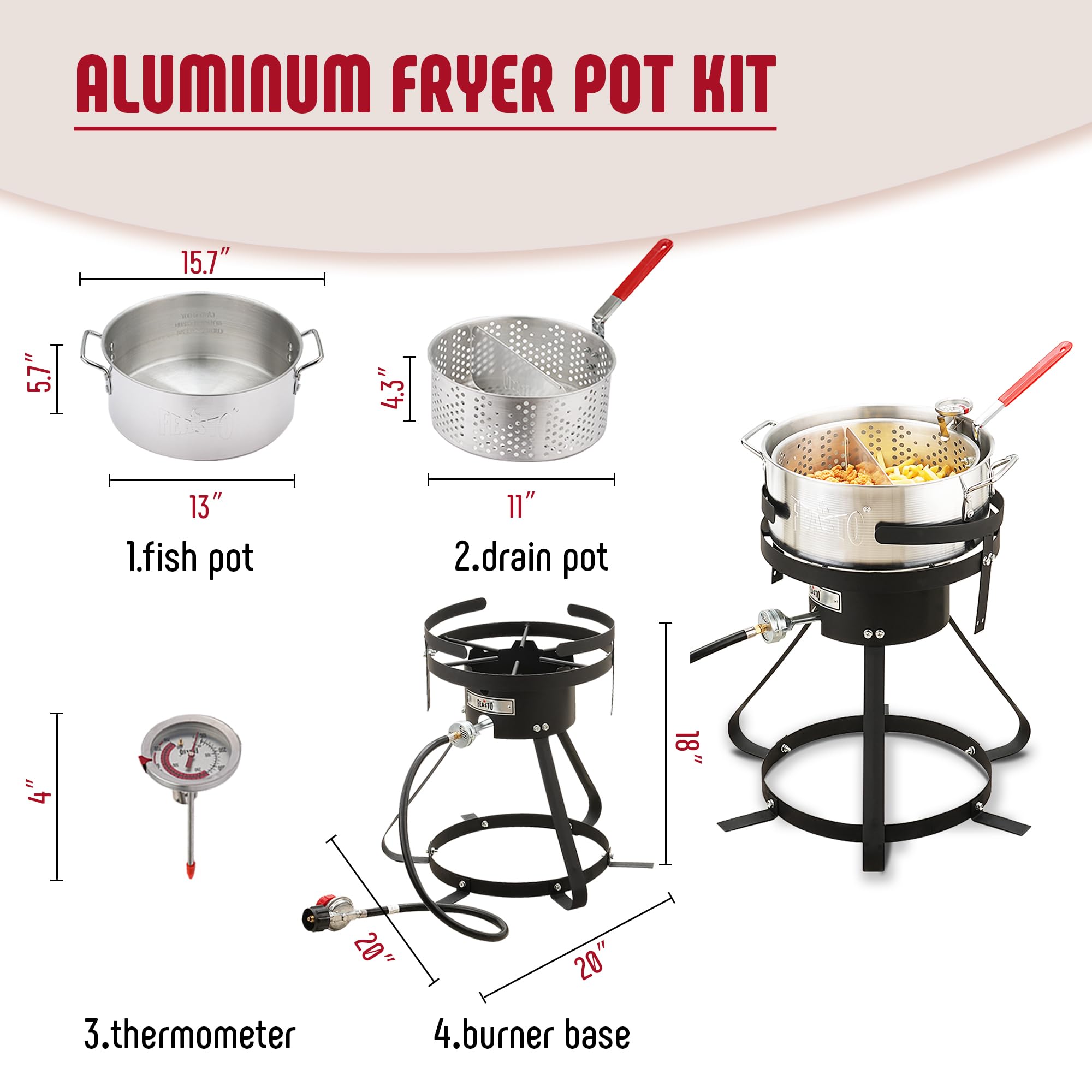 Feasto pot next to measuring pot showing 10 qt capacity benefit