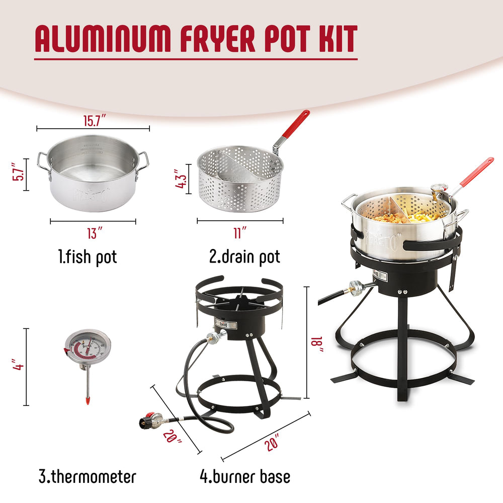 Feasto pot next to measuring pot showing 10 qt capacity benefit