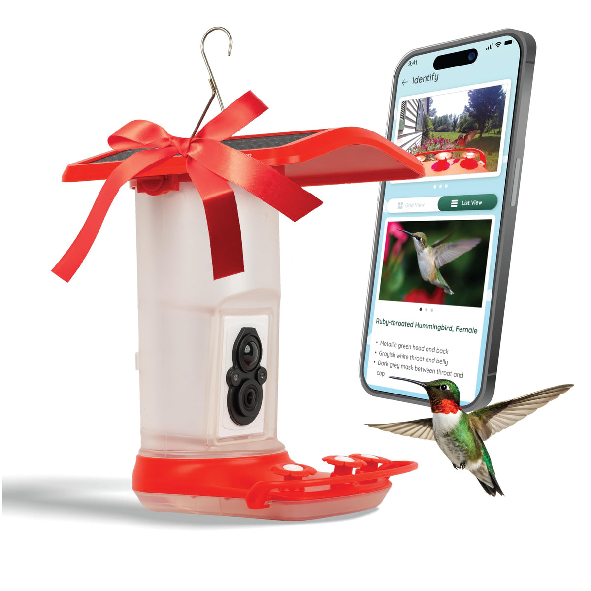 FeatherSnap front view showing feeder and camera, clear observation benefit