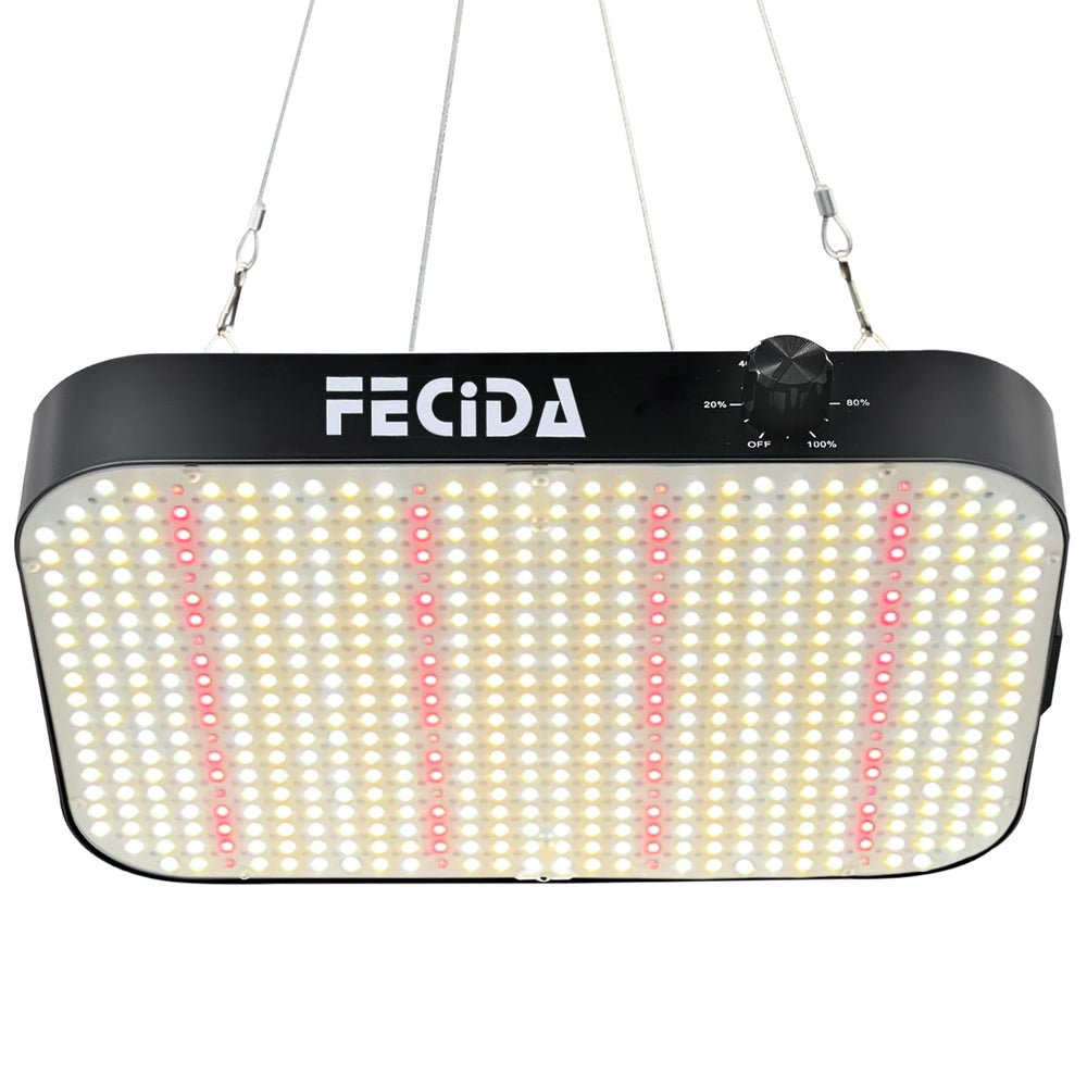FECiDA front view showing compact full-spectrum light and modern design benefit efficient setup