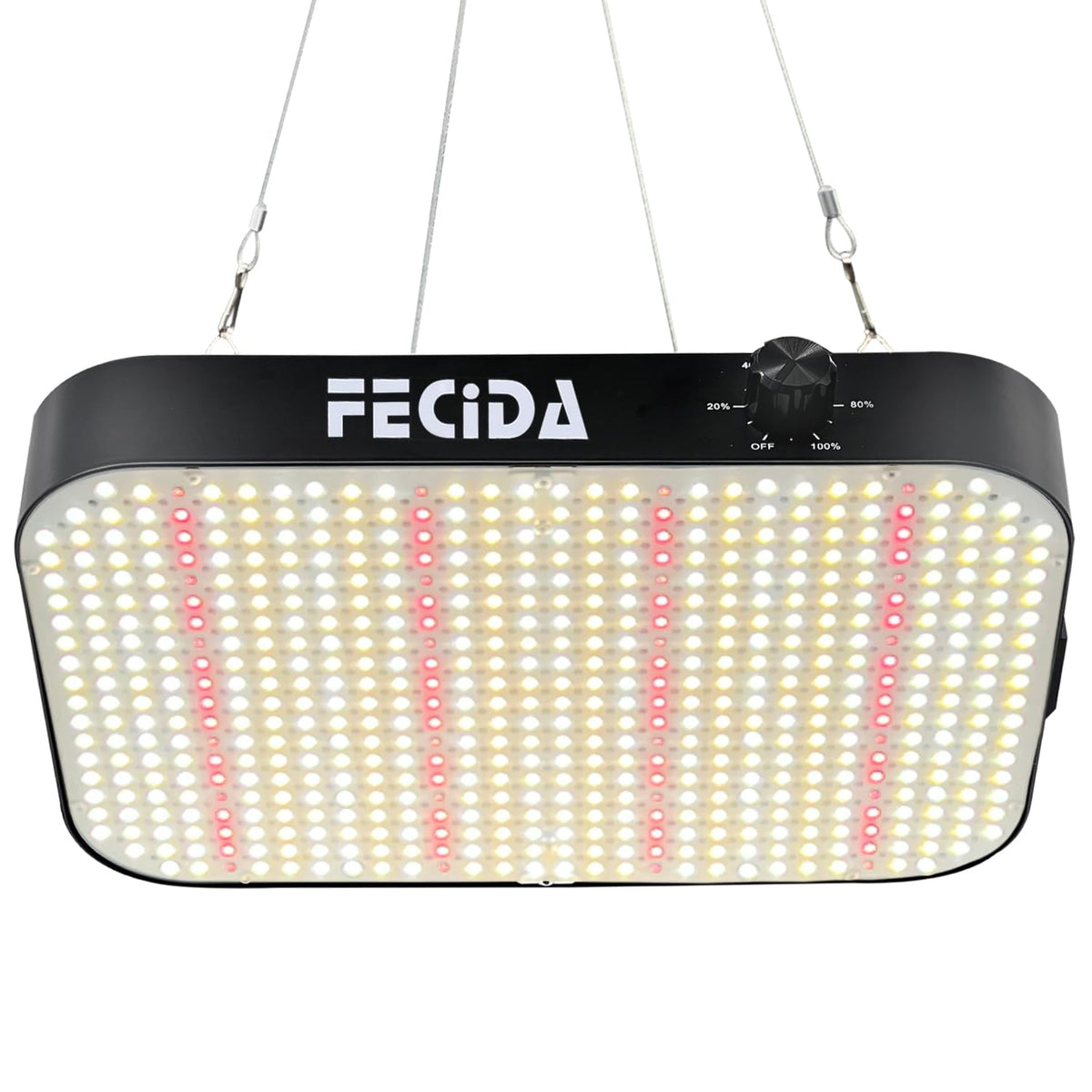 FECiDA front view showing compact full-spectrum light and modern design benefit efficient setup
