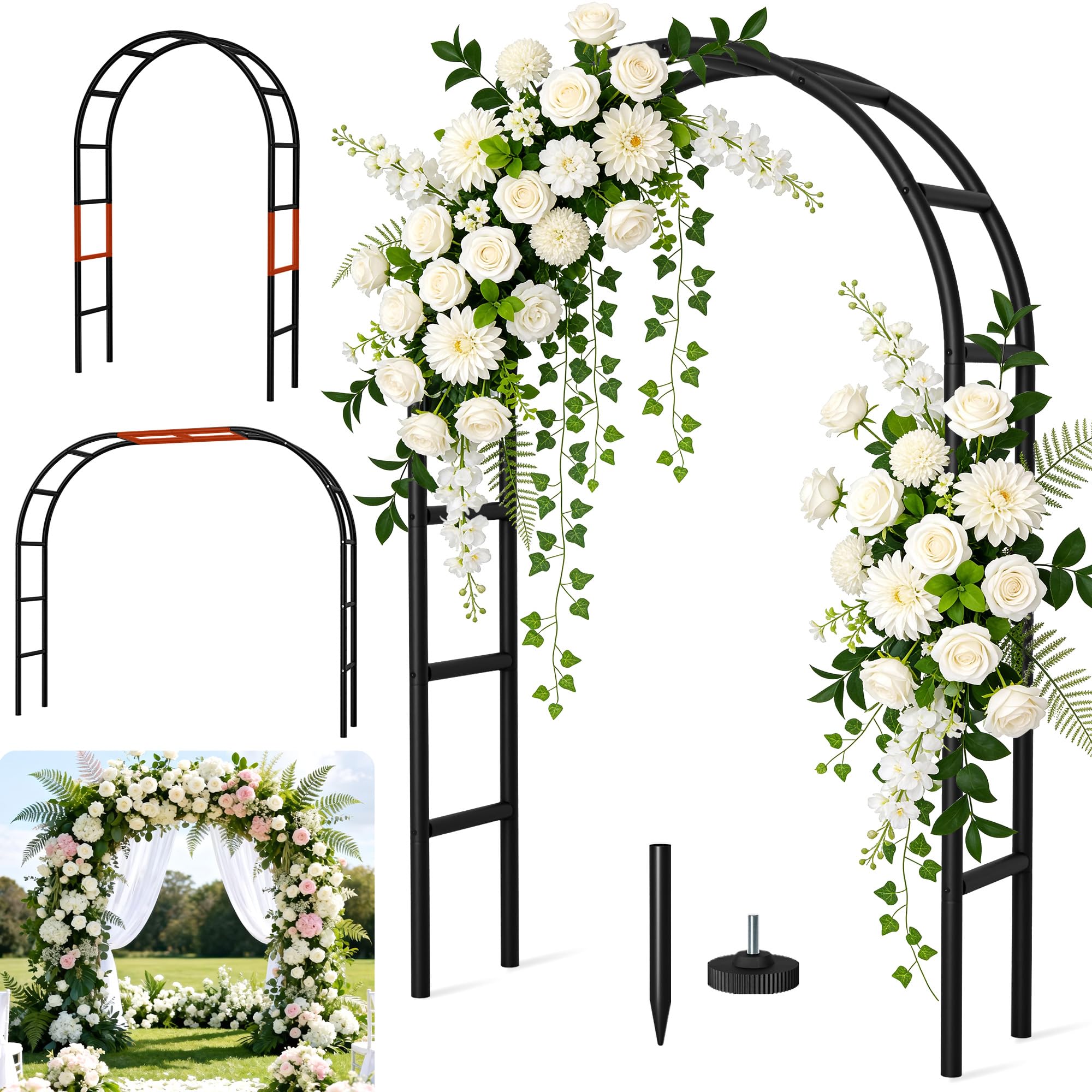 Fecita arch front view showing sturdy rustproof frame and decorative appeal