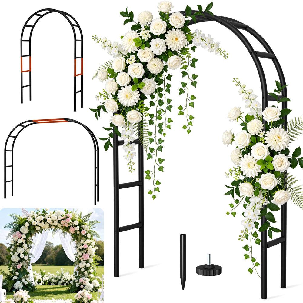 Fecita arch front view showing sturdy rustproof frame and decorative appeal