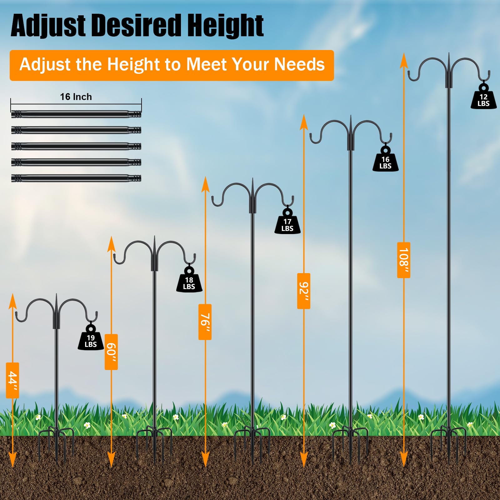 FEED GARDEN base de 5 puntas anclada en tierra para mayor firmeza