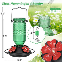 FEED GARDEN close-up of metal flower ports and perches, durable feeding access for hummingbirds