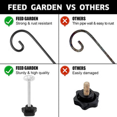 FEED GARDEN curved tip holding bird feeder securely to reduce slipping in wind