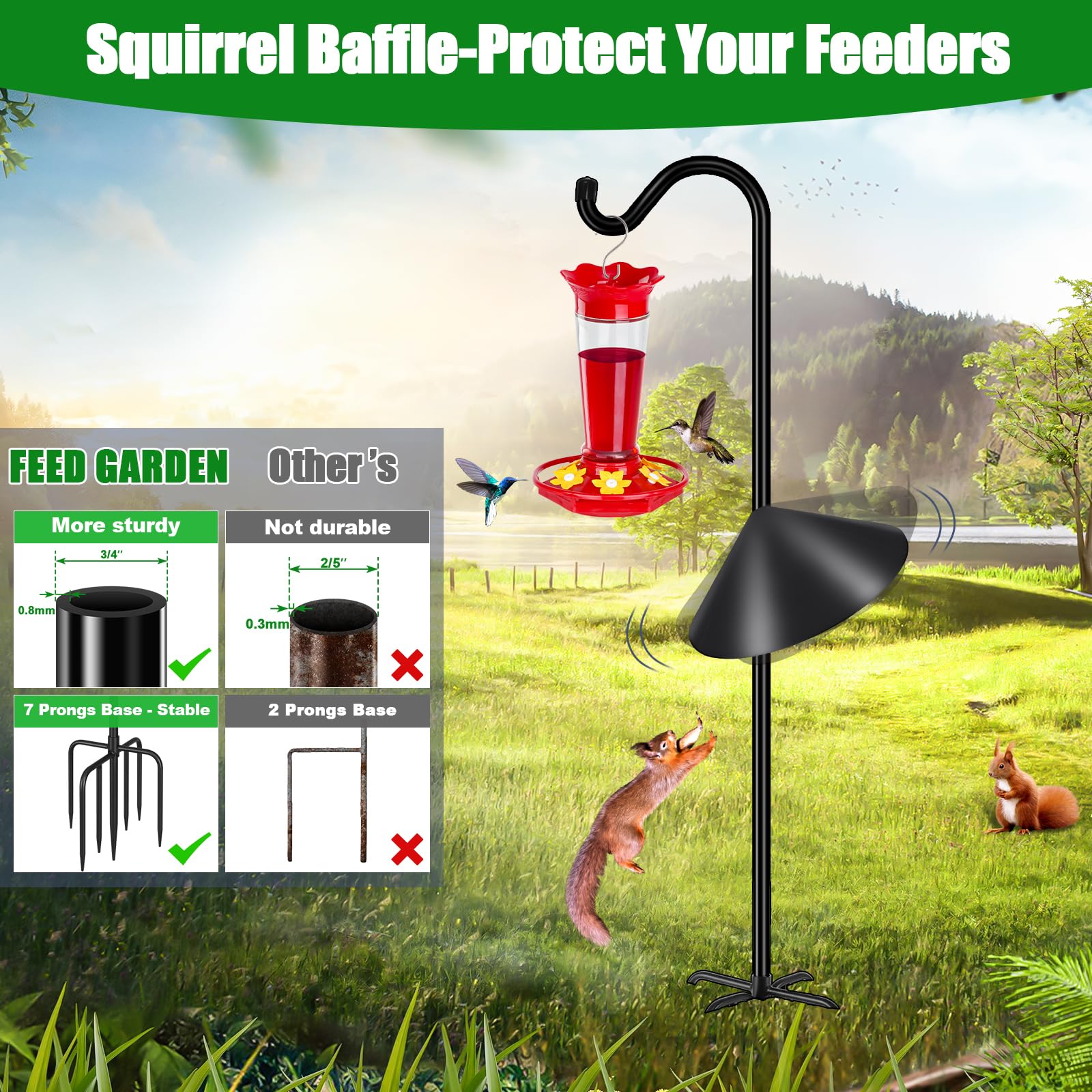 FEED GARDEN feeders hanging in yard demonstrating neat bird access