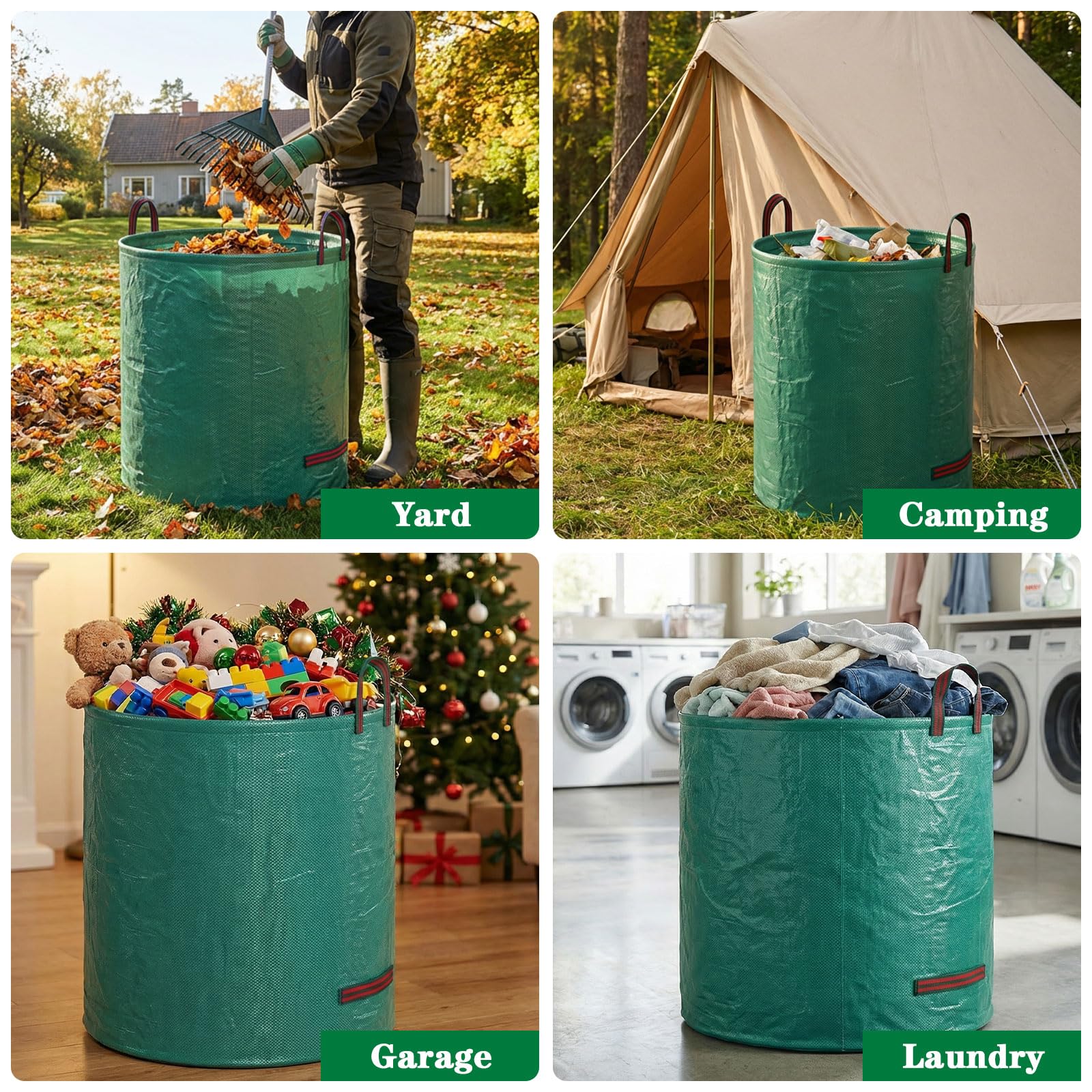 FEED GARDEN bags folded flat for compact storage, saves garage space