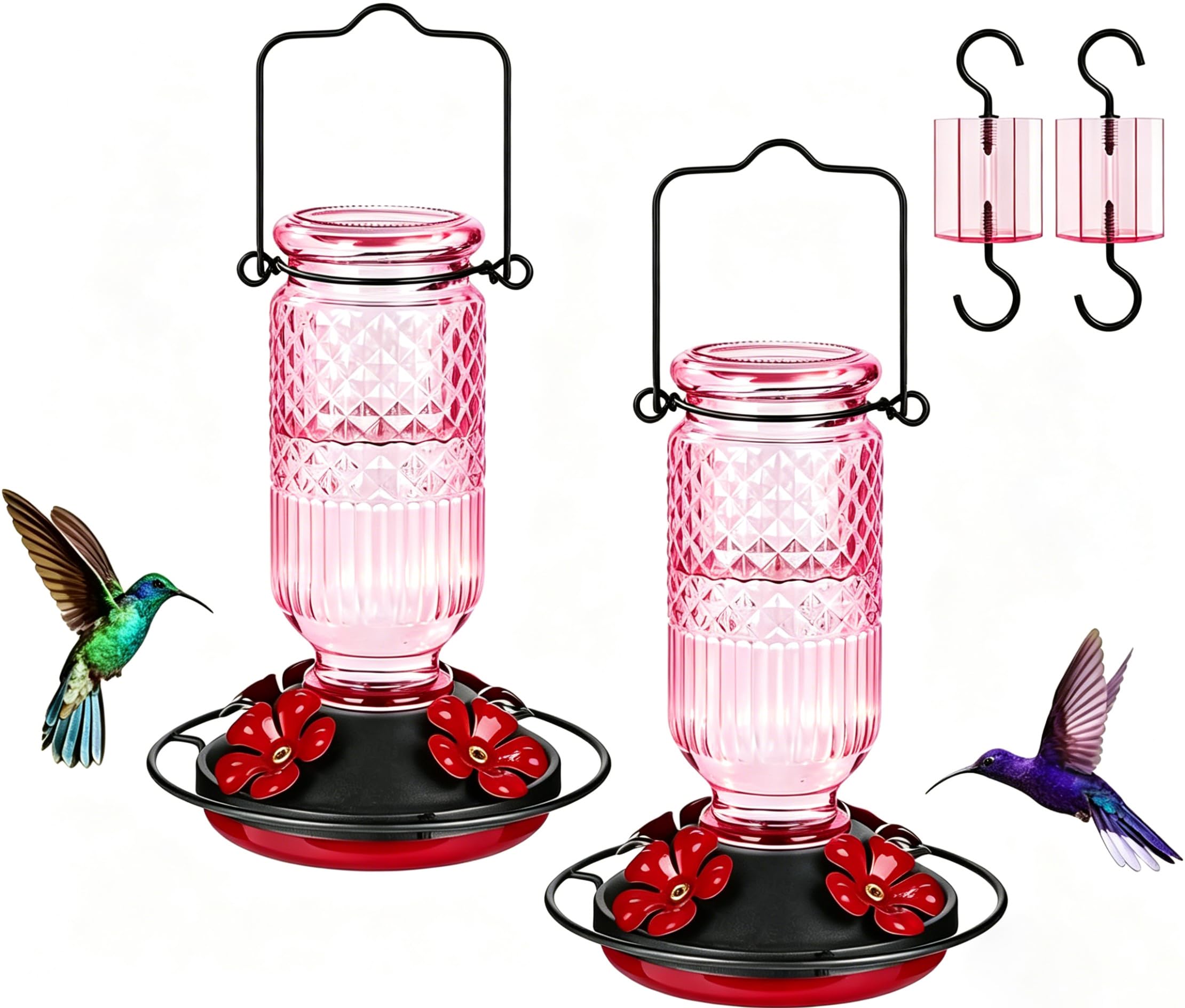 FEED GARDEN front view pink feeder showing shape and benefits