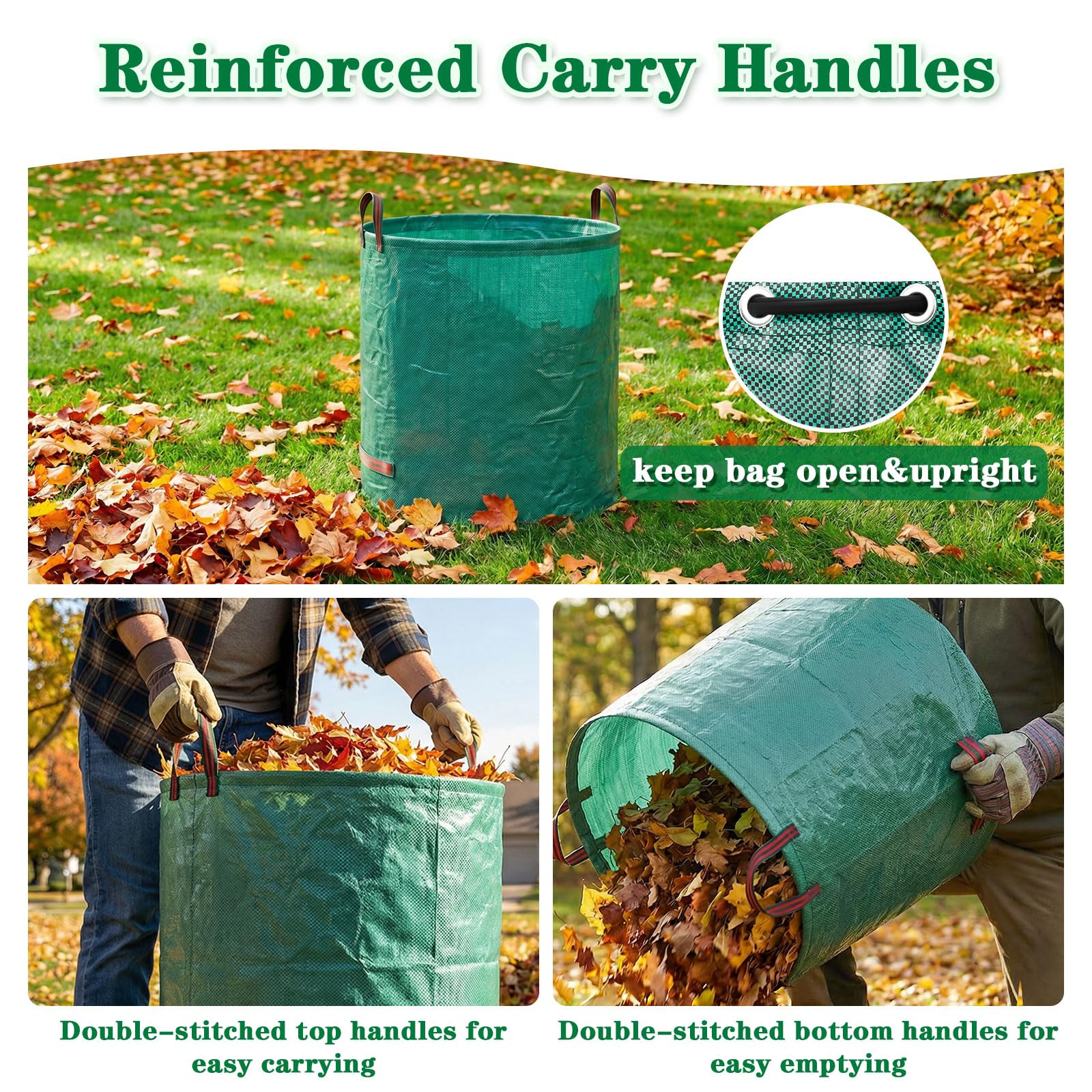 FEED GARDEN four reinforced handles and stitching detail, easier lifting and dragging