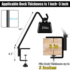 FEED GARDEN side view of full 14-inch hook illustrating sturdy pole and length support
