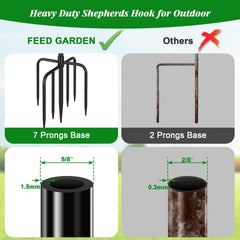 FEED GARDEN hooks holding baskets and lanterns highlighting versatile decorative use