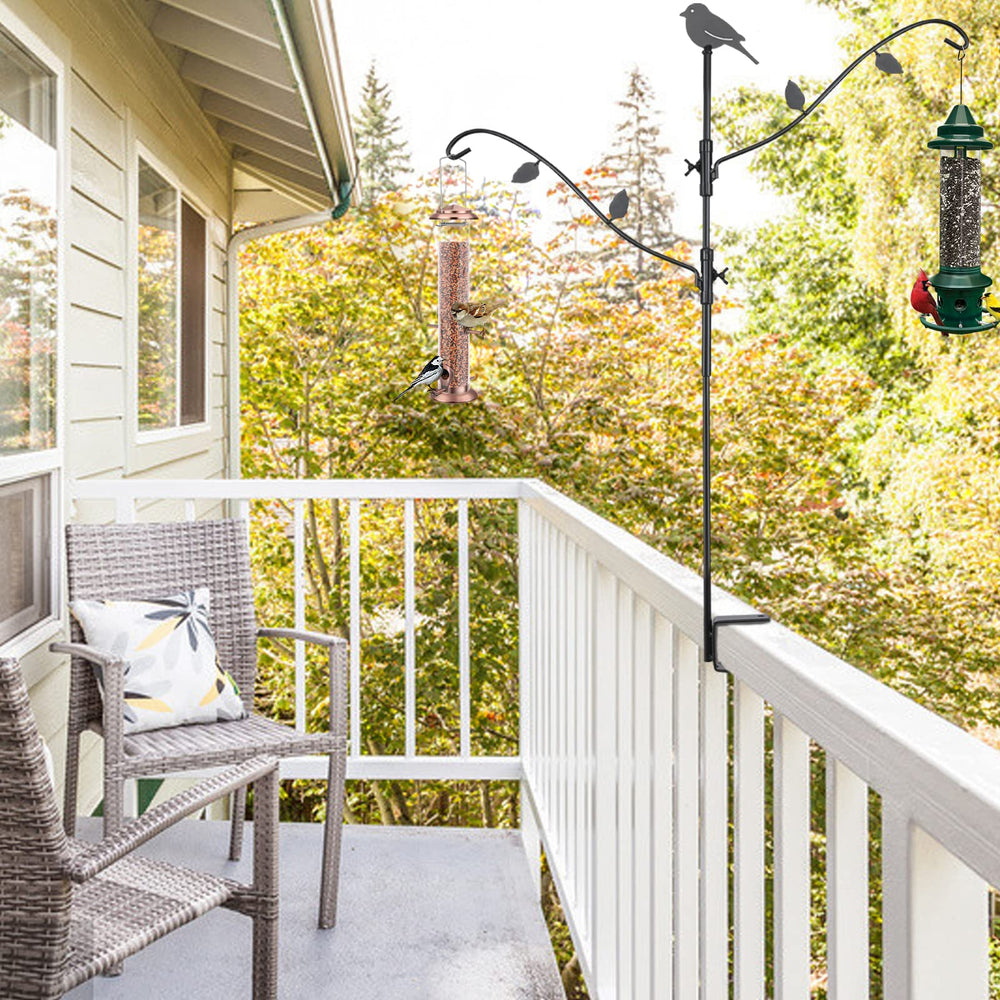 FEED GARDEN multiple hooks holding bird feeders illustrating versatile hanging benefit