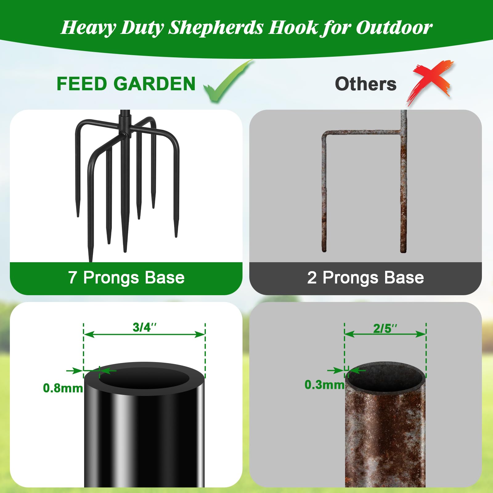 FEED GARDEN hooks holding solar lanterns at dusk illustrating ambient lighting