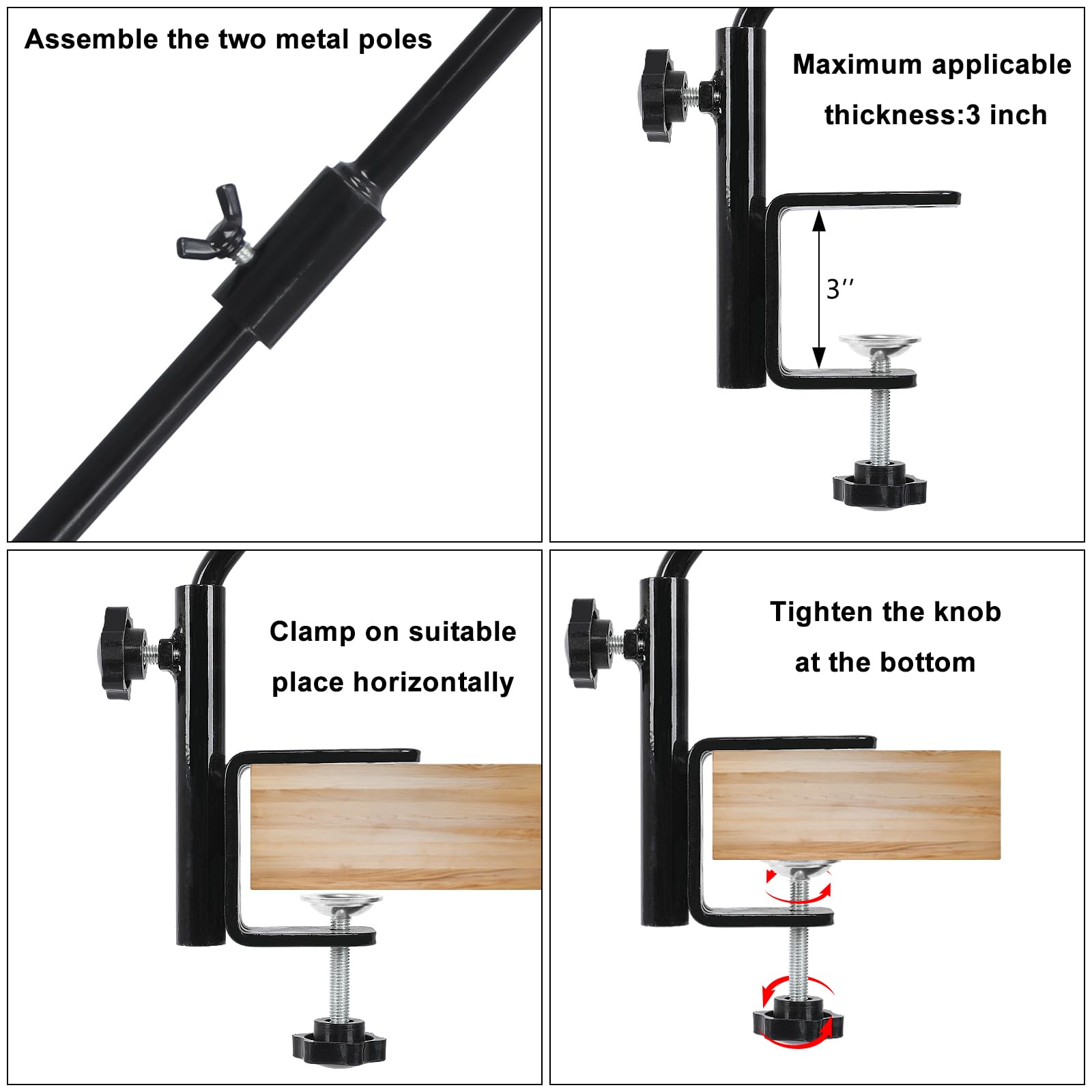 FEED GARDEN hook length shown against railing to demonstrate clearance and reach