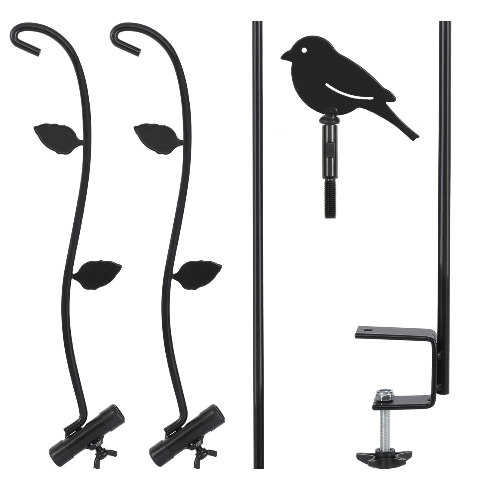 FEED GARDEN pole mounted on deck rail side view demonstrating secure clamp benefit