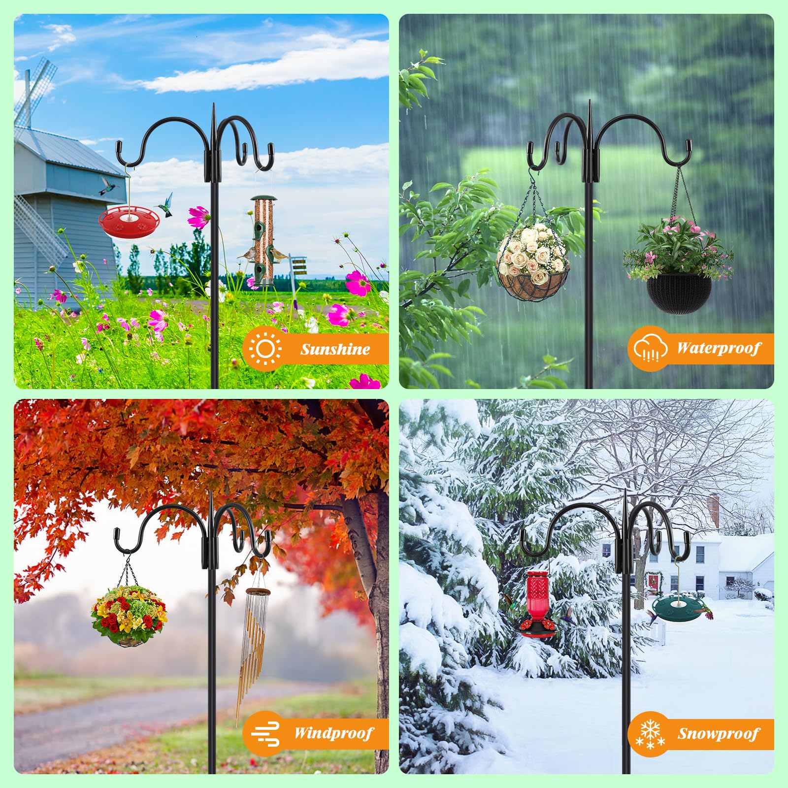 FEED GARDEN pole supporting plants and solar light for versatile decor