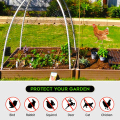 FEED GARDEN netting secured with metal staples and zip ties for stable garden protection