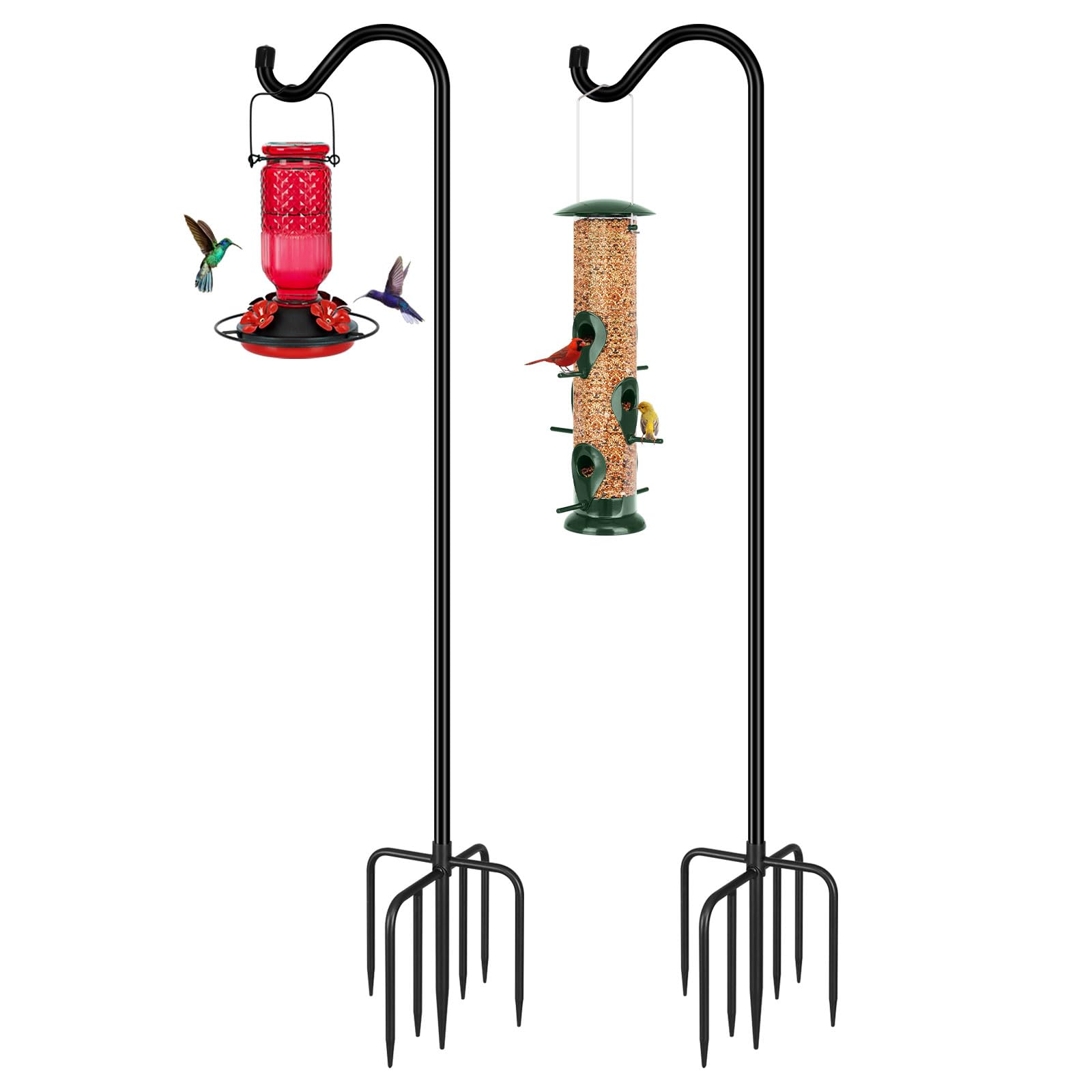 FEED GARDEN front view showing complete 92-inch shepherd hooks and stability