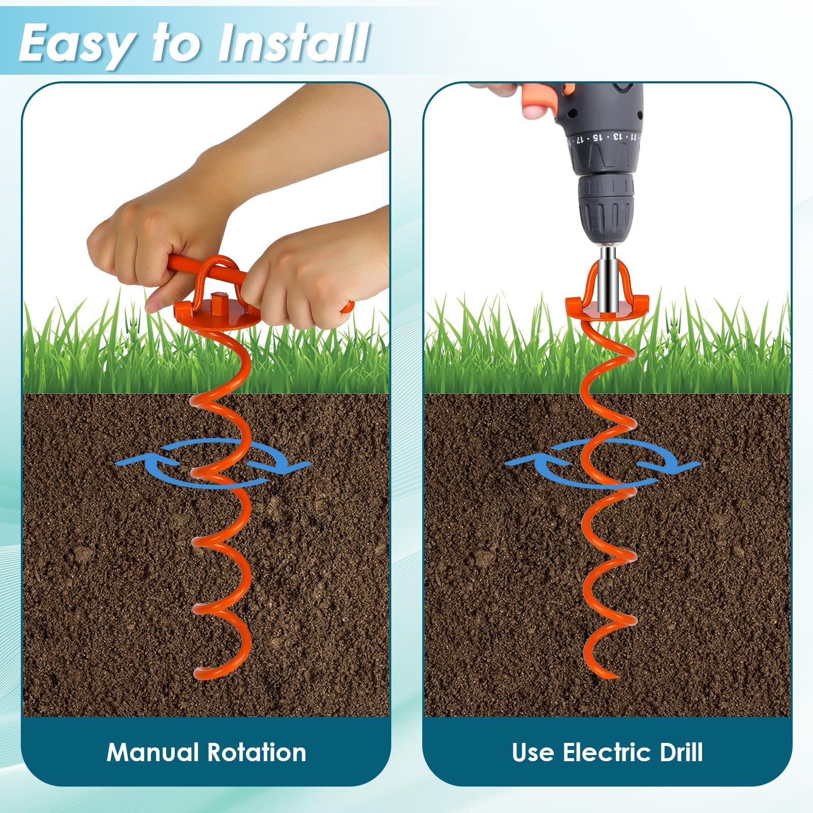 FEED GARDEN anchor next to a hand for scale showing 16-inch length and easy handling benefit