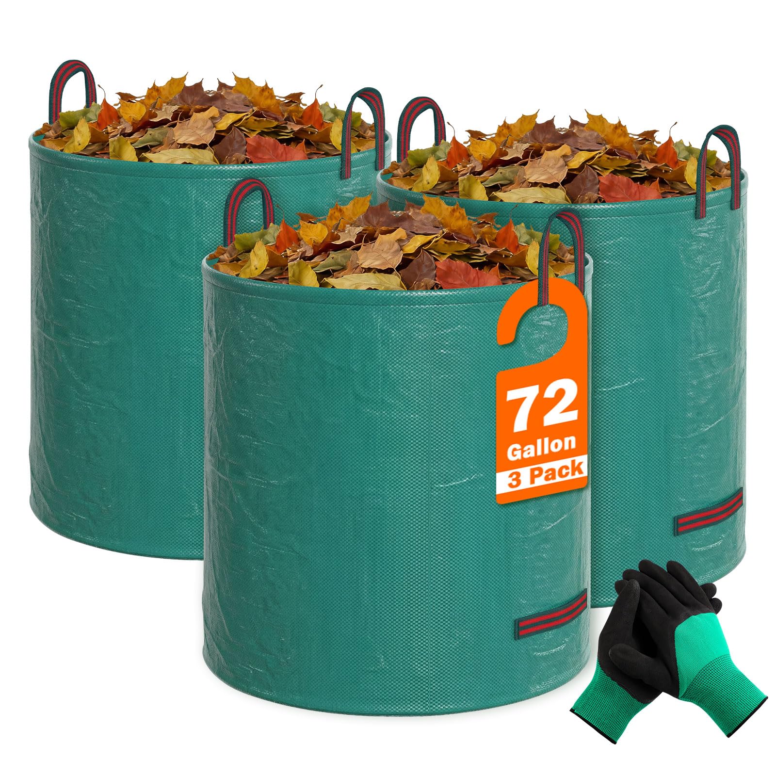 FEED GARDEN bag beside wheelbarrow showing 72 gallon scale, visual capacity guide