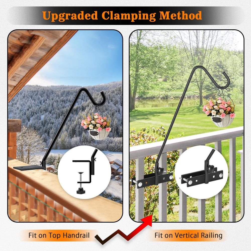 FEED GARDEN hook next to ruler showing length and adjustable clamp span for accurate fit