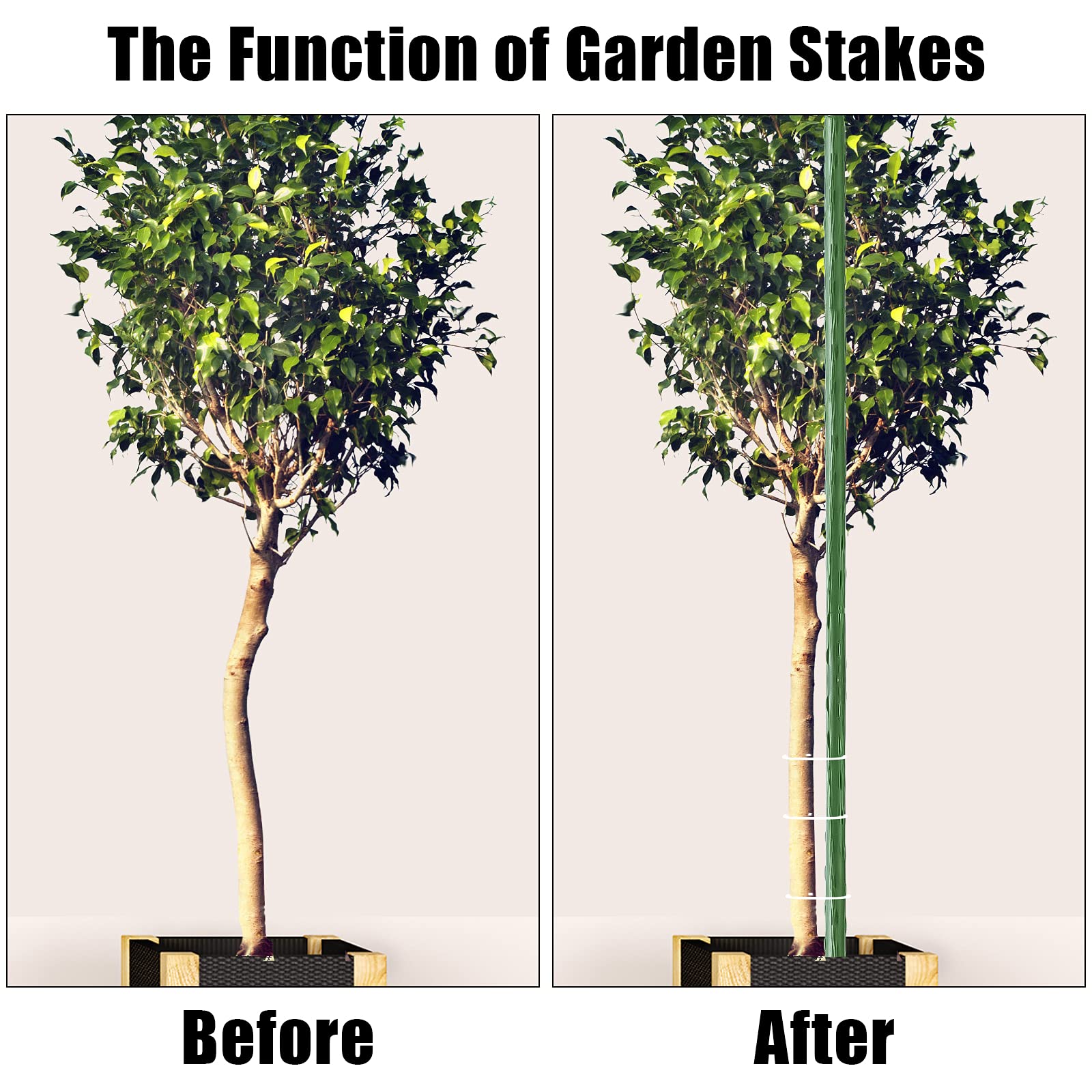FEED GARDEN stake after cutting to custom length for adaptable garden fit