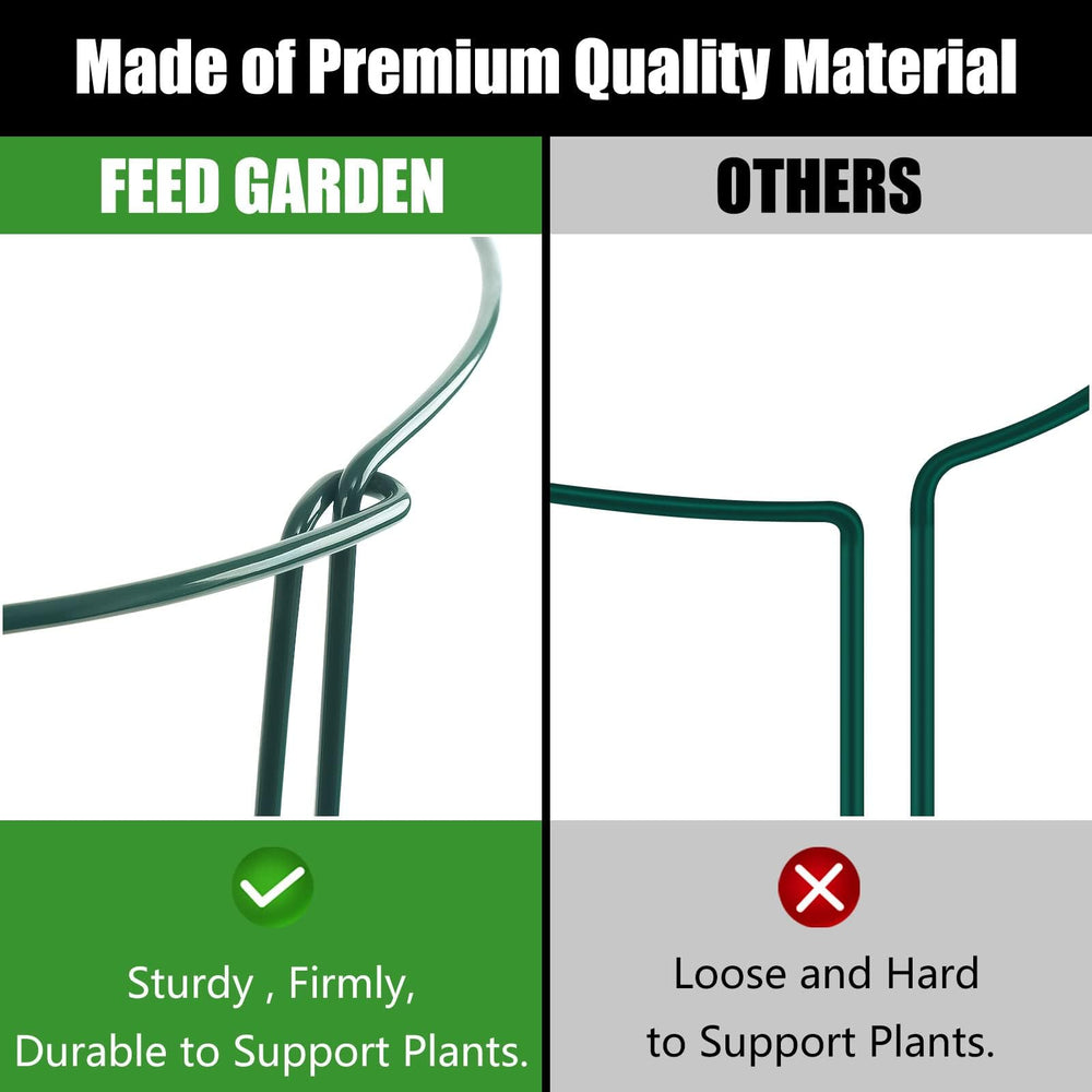FEED GARDEN rings holding tomato stems upright for easier harvesting