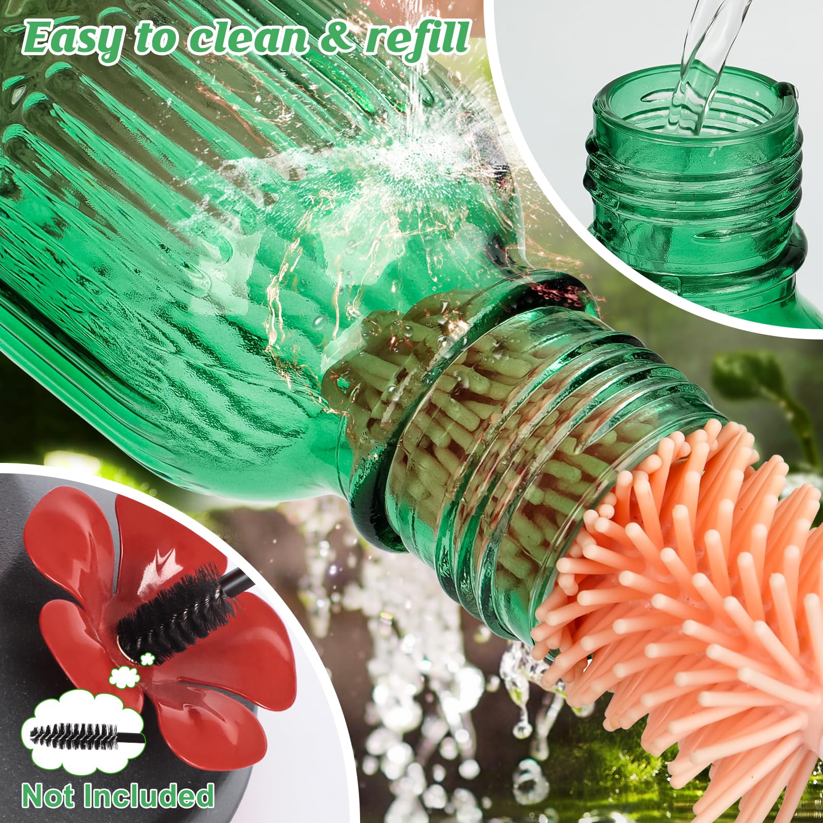 FEED GARDEN wide-mouth bottle open for easy refill and cleaning, simplifies maintenance