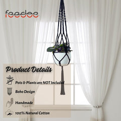 feedee macrame hanger holding a ceramic pot demonstrating stable indoor display