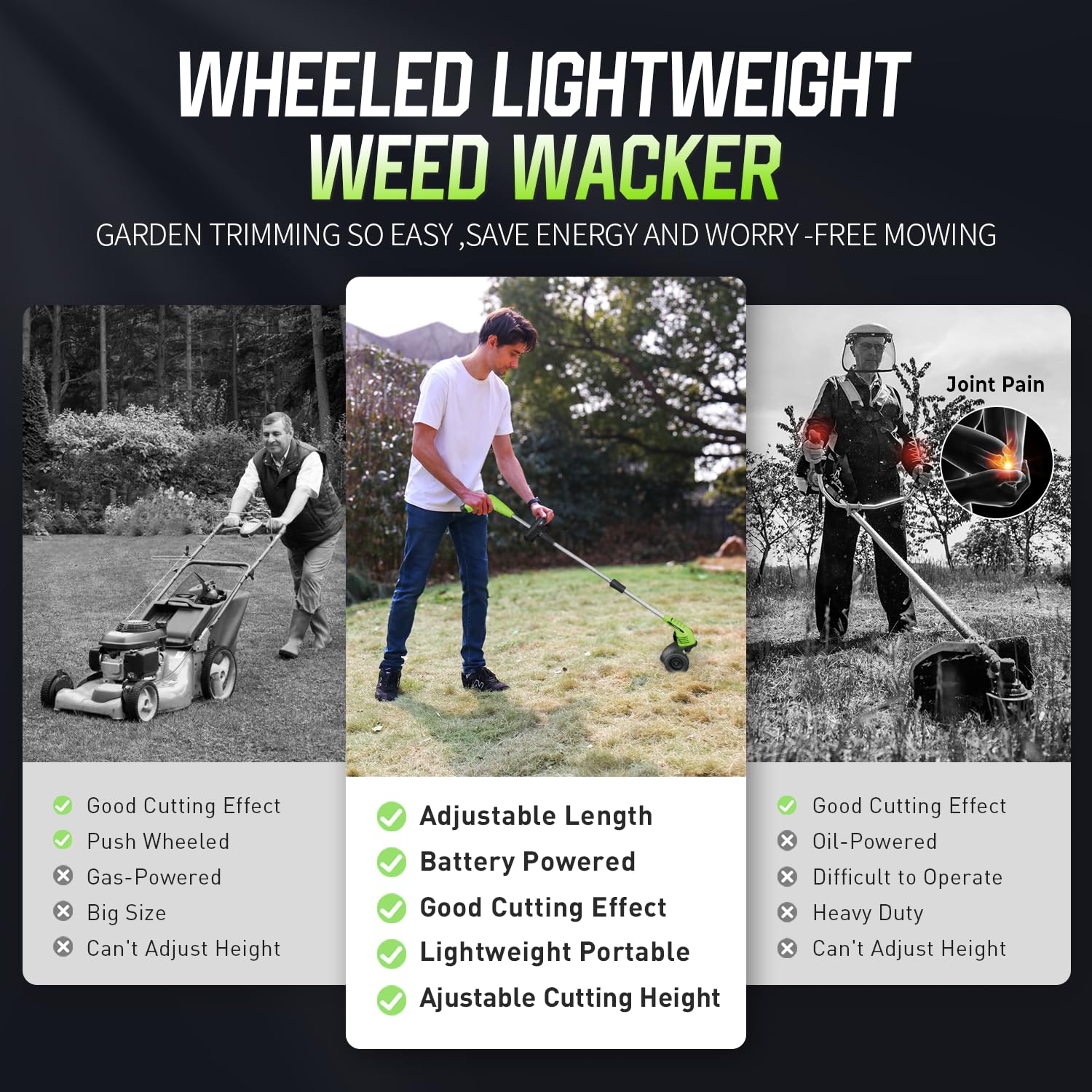 Feihu telescoping shaft extended to show adjustable height for back-friendly use